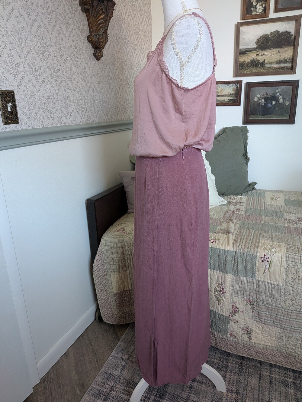 Tommy Bahama 100% Silk Mauve Wrap Maxi Skirt Size 8 - Picture 4 of 10